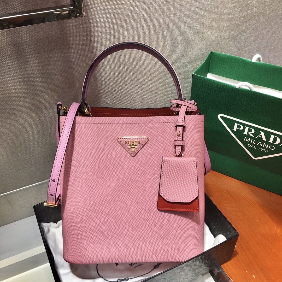 Prada Medium Panier Saffiano Leather Bag Pink 1BA212